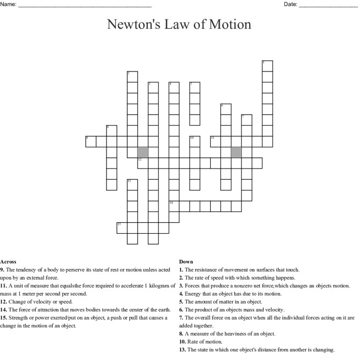 Force and motion word search answer key